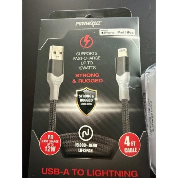 POWERXCEL iphone ipad compat 4 ft cable ihip cute cords braided 10 ft USB Set 2 - Picture 2 of 6